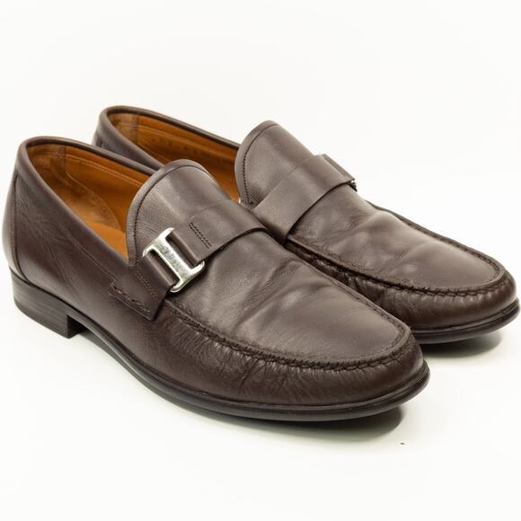 BALLY Colbar Leather Loafers Made In Switzerland Brown Mens Sz 8.5